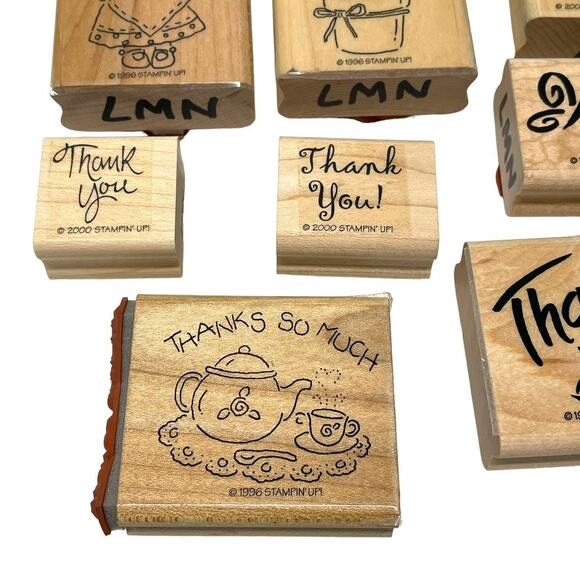 Stampin Up Wood Block Rubber Stamps Thank You Lot of 11 Stamps Cardmaking - Picture 4 of 11
